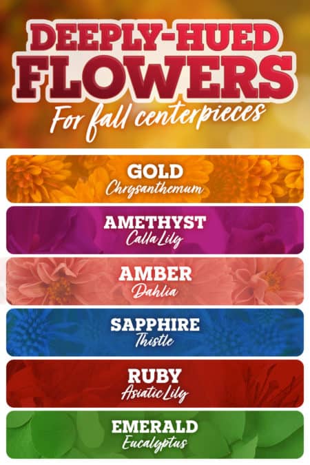 deep hues for fall flowers and centerpieces